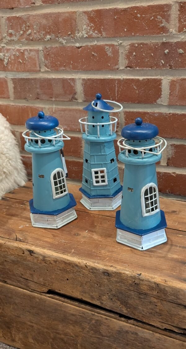 Lighthouse Tealight Holders, Set of 3, Summer Decor