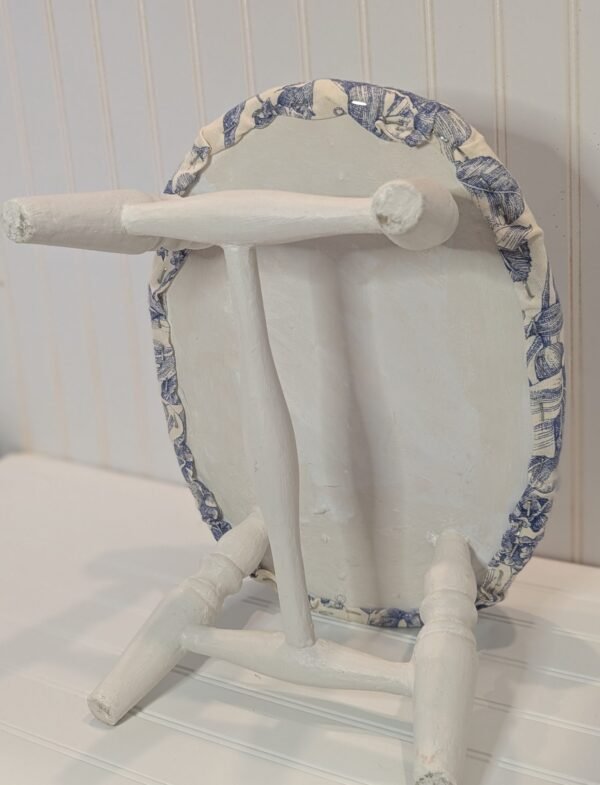 Blue and White Upholstered Footstool