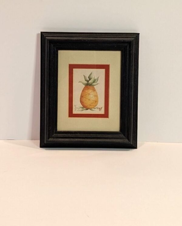 folk art framed pineapple wall art