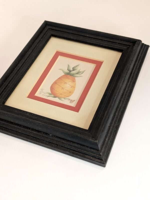 folk art framed pineapple wall art
