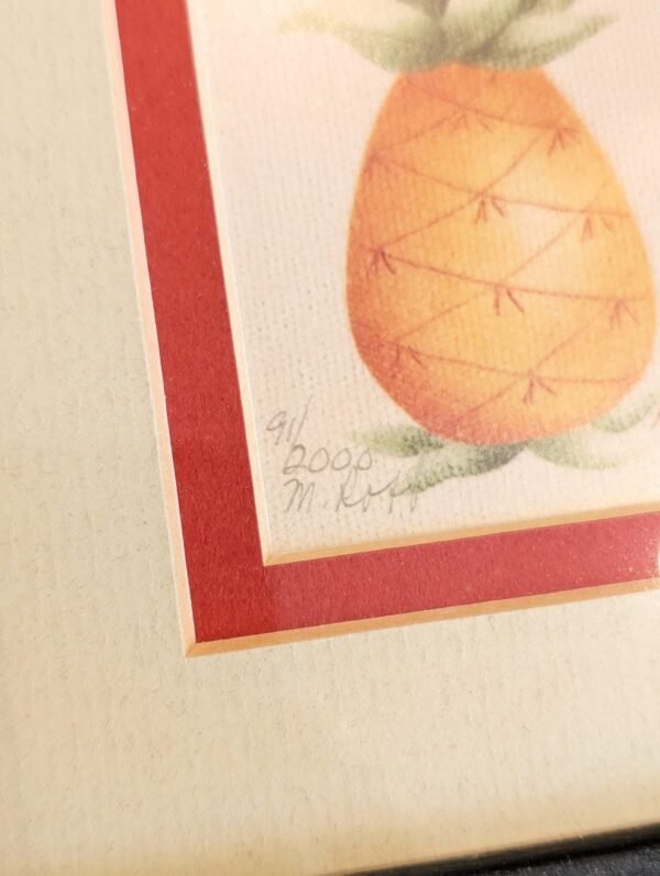 folk art framed pineapple wall art