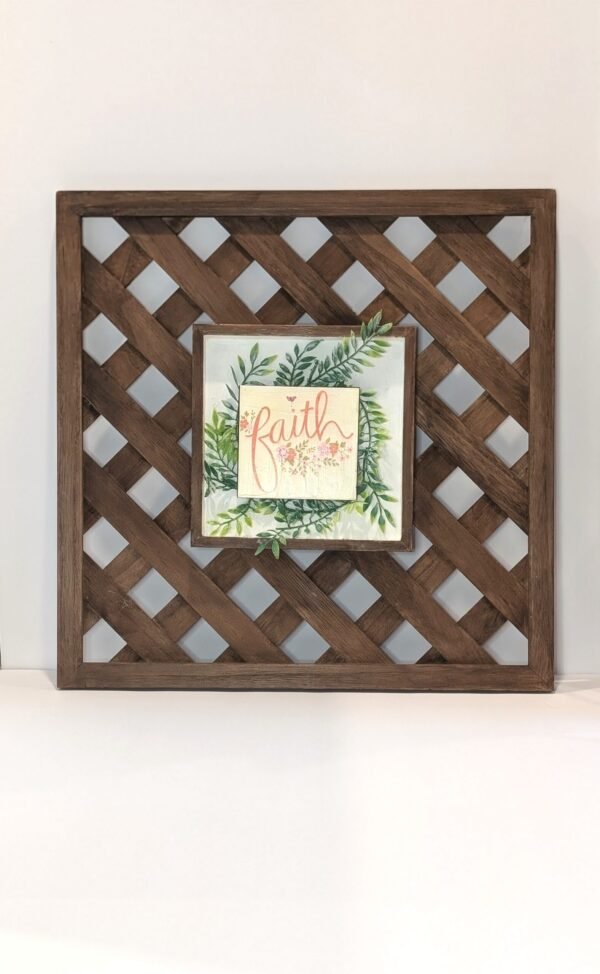 Lattice Framed "Faith" Sign Wall Art