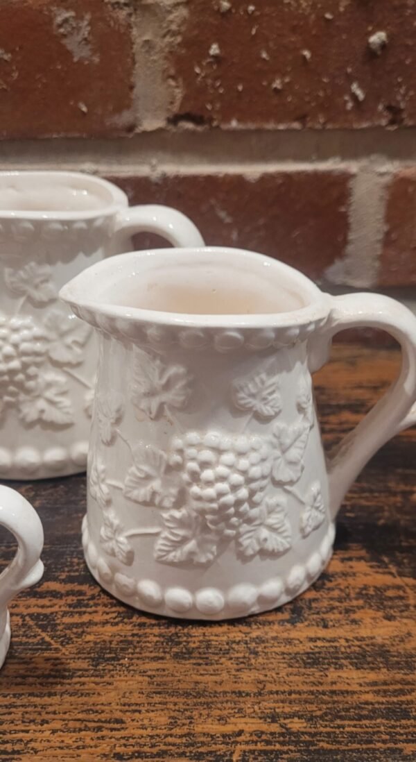 Vintage White Ceramic Measuring Cups, Enesco Brand