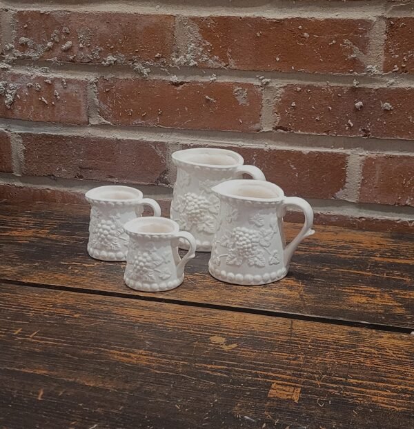 Vintage White Ceramic Measuring Cups, Enesco Brand