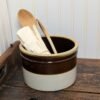 Vintage Stoneware Crock Bowl – Rustic Farmhouse Kitchen Decor | Antique Mixing Bowl