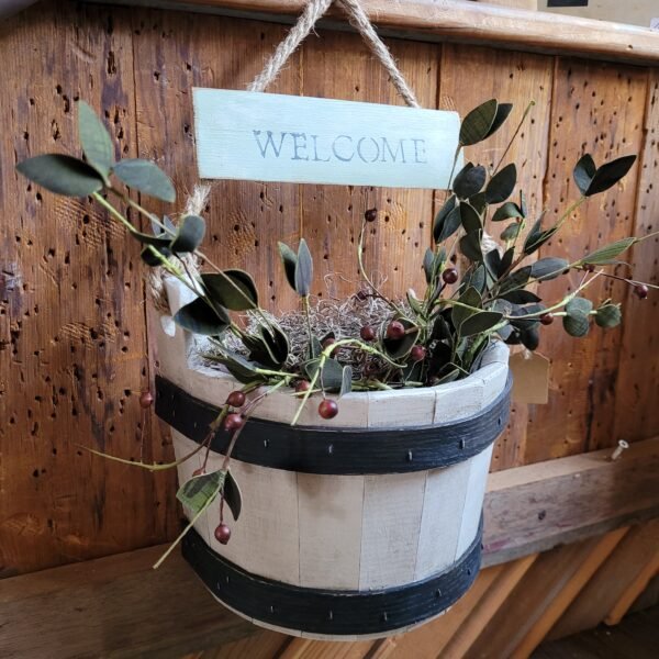 Rustic Bucket Door Wreath with Floral