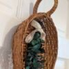 Wicker Basket Leaf Eucalyptus Wreath, Cottage Boho Wall Art