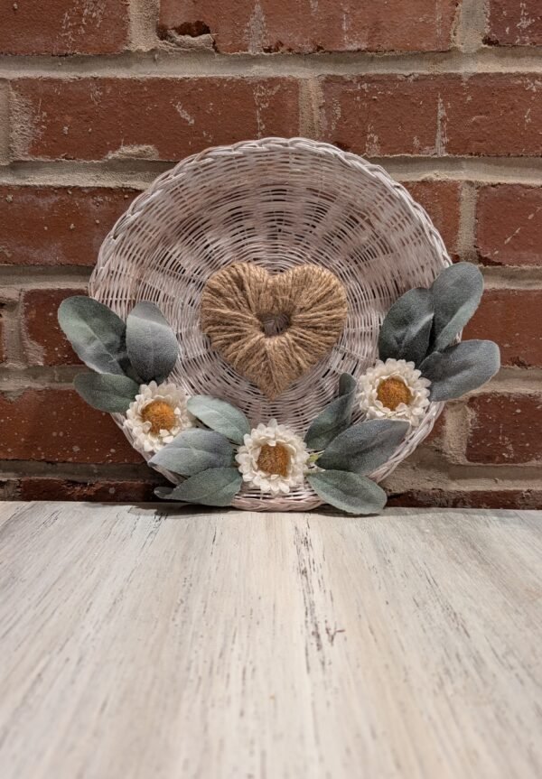 Boho Style Faux FLoral Wicker Wreath Wall Art