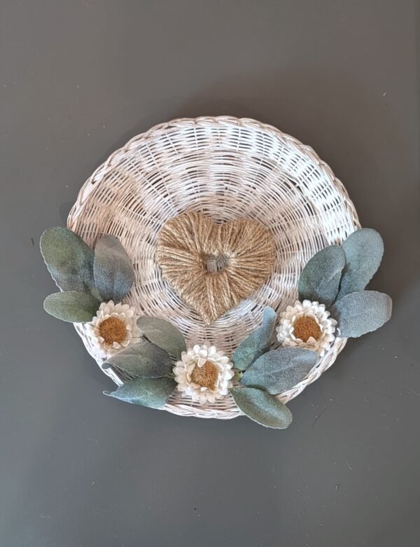 Boho Style Faux FLoral Wicker Wreath Wall Art