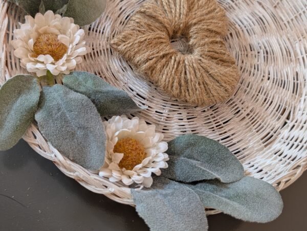 Boho Style Faux FLoral Wicker Wreath Wall Art