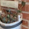 Rustic Wooden Basket "Welcome" Wreath Wall Art