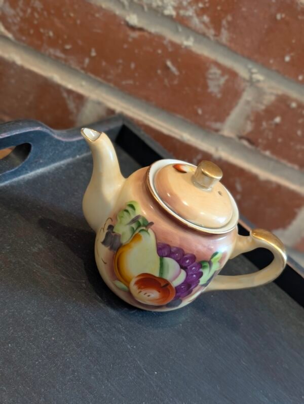 Vintage Lefton Tea Pot with Gold and Fruit Design