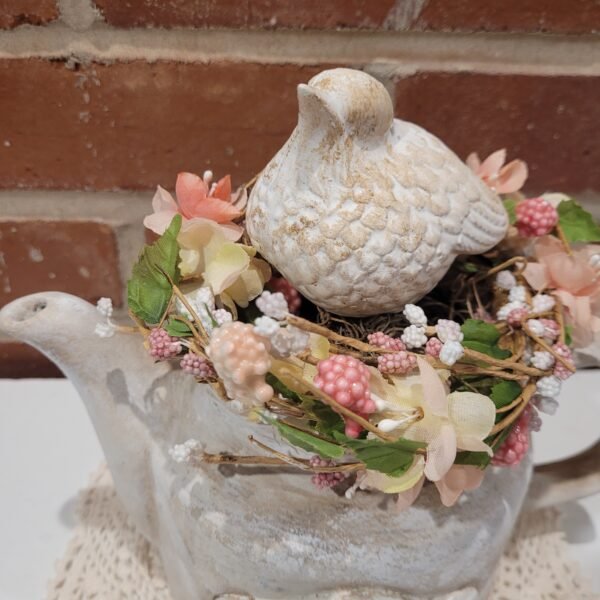 Spring Decor teapot centerpiece