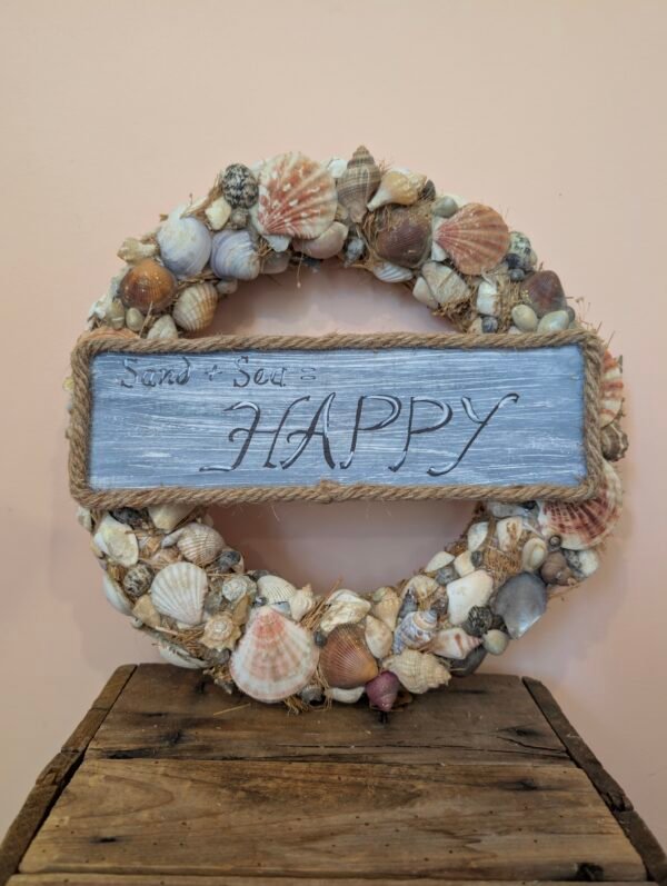 Beach Shell Wreath with Beach Sign