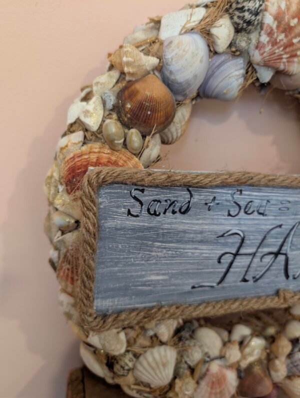 Beach Shell Wreath with Beach Sign