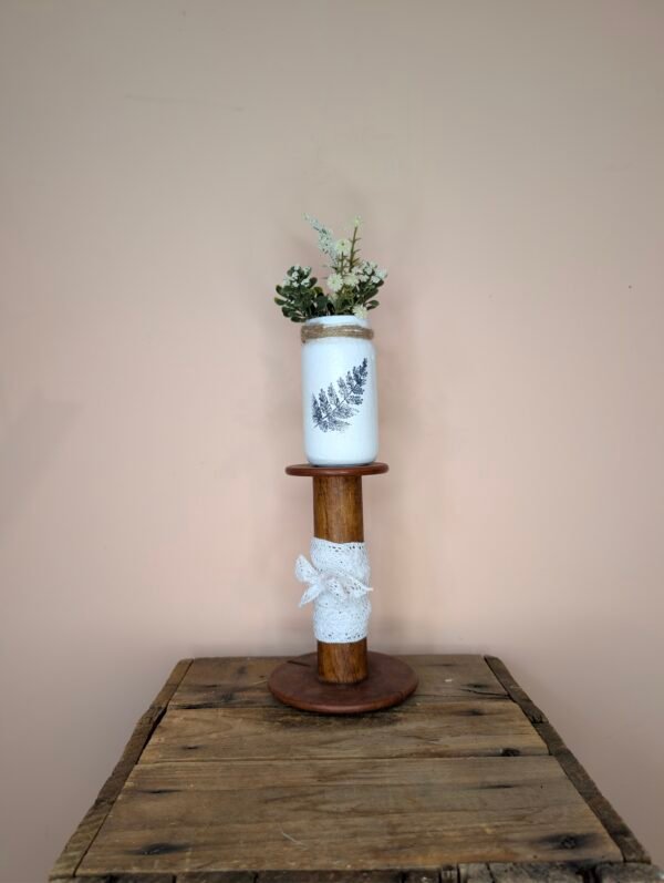 PXL_20260728_190015385 Vintage Spool and Handmade Floral Jar